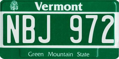 VT license plate NBJ972