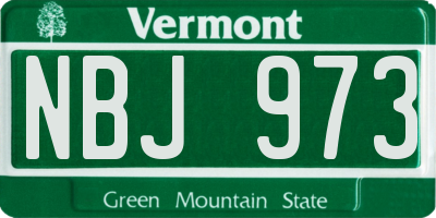 VT license plate NBJ973