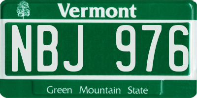 VT license plate NBJ976