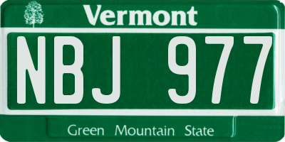 VT license plate NBJ977
