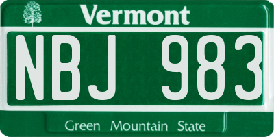 VT license plate NBJ983