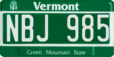 VT license plate NBJ985