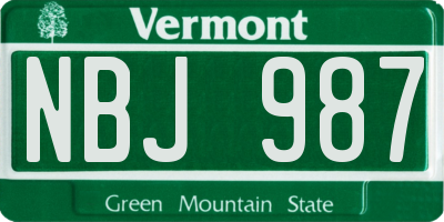 VT license plate NBJ987