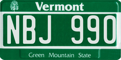 VT license plate NBJ990
