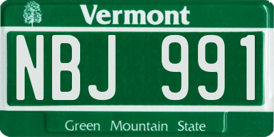VT license plate NBJ991