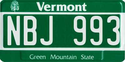 VT license plate NBJ993