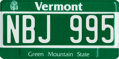VT license plate NBJ995