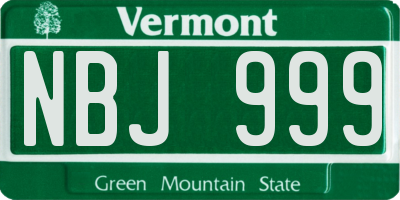 VT license plate NBJ999