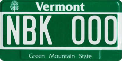 VT license plate NBK000