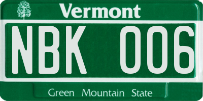 VT license plate NBK006