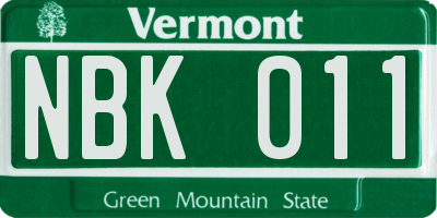 VT license plate NBK011
