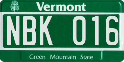 VT license plate NBK016