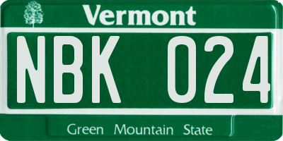 VT license plate NBK024