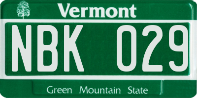 VT license plate NBK029