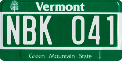 VT license plate NBK041