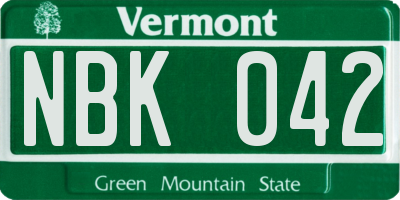 VT license plate NBK042