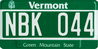 VT license plate NBK044