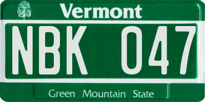 VT license plate NBK047