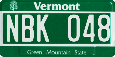 VT license plate NBK048
