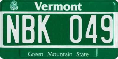 VT license plate NBK049