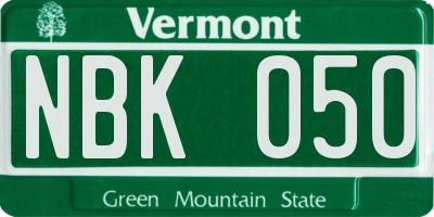 VT license plate NBK050
