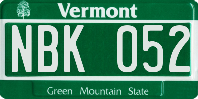 VT license plate NBK052