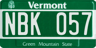 VT license plate NBK057