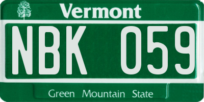 VT license plate NBK059