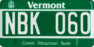 VT license plate NBK060