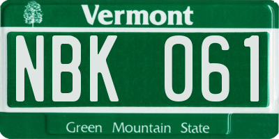 VT license plate NBK061