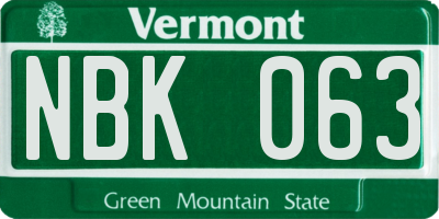 VT license plate NBK063