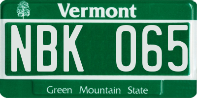 VT license plate NBK065