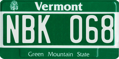 VT license plate NBK068