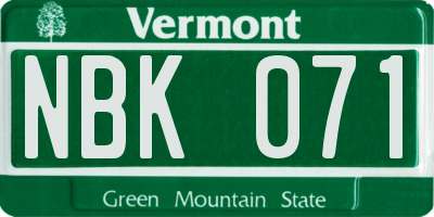 VT license plate NBK071