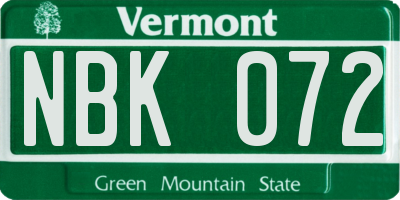 VT license plate NBK072