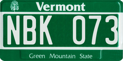 VT license plate NBK073