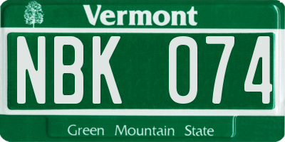 VT license plate NBK074