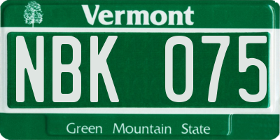 VT license plate NBK075