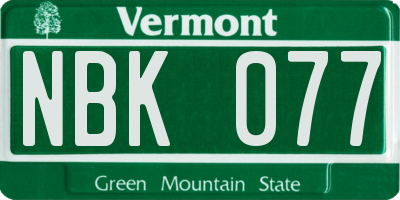 VT license plate NBK077