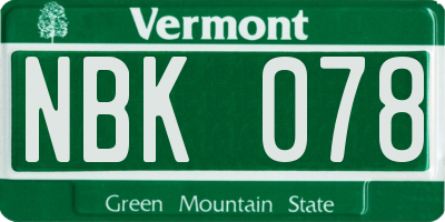 VT license plate NBK078