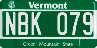 VT license plate NBK079