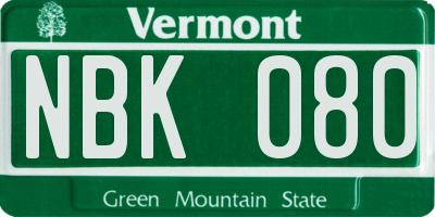 VT license plate NBK080
