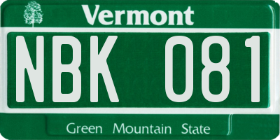 VT license plate NBK081