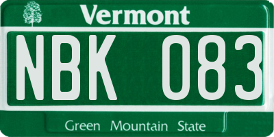 VT license plate NBK083