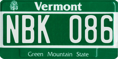 VT license plate NBK086