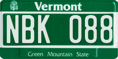 VT license plate NBK088