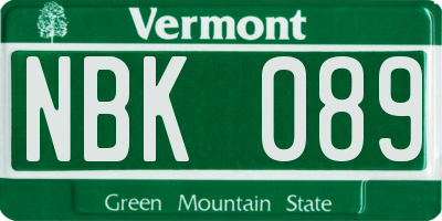 VT license plate NBK089