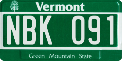 VT license plate NBK091
