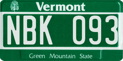 VT license plate NBK093