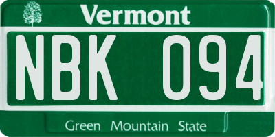 VT license plate NBK094